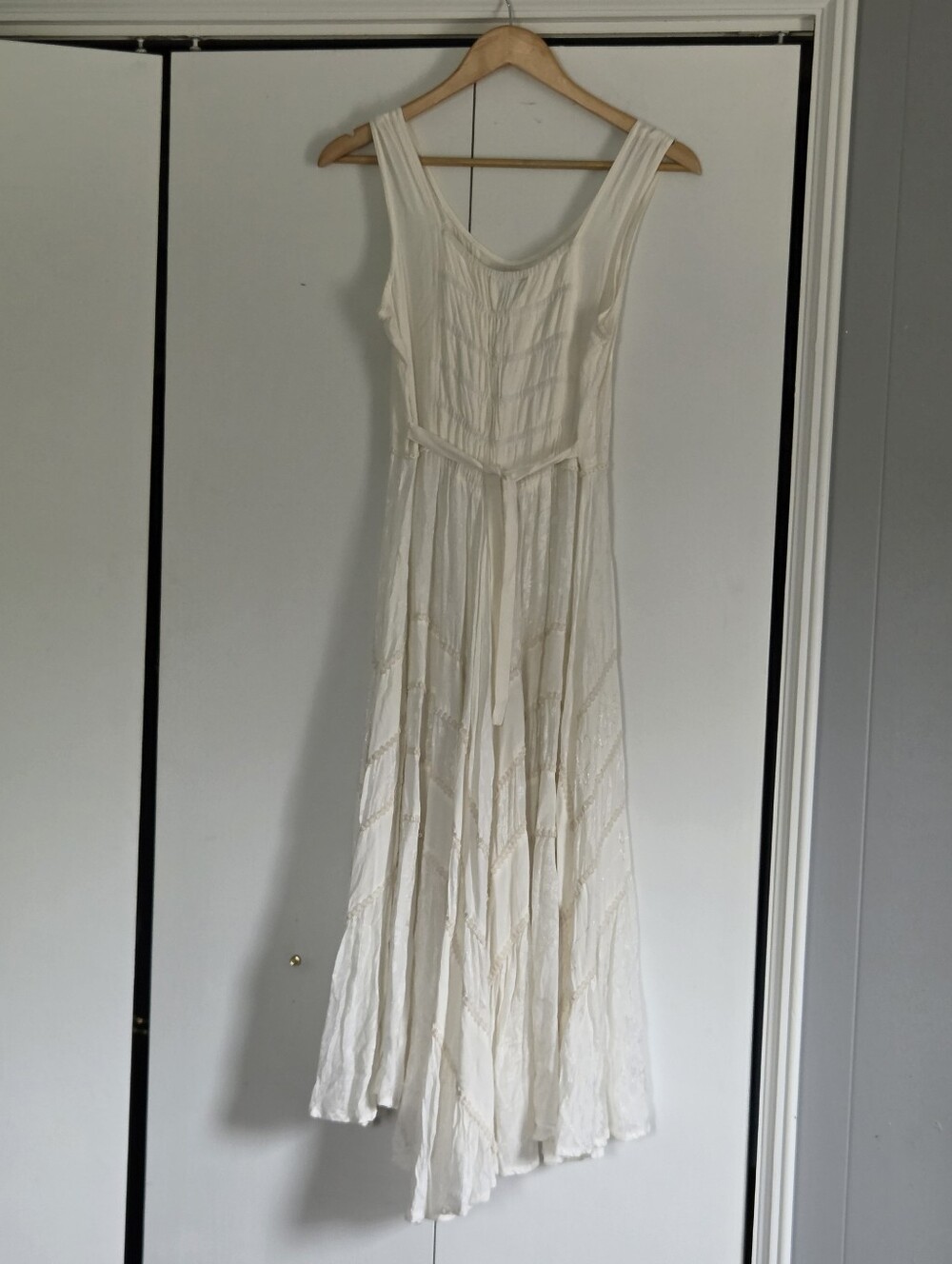 Scully Ivory Lace-Up Boho Maxi Dress